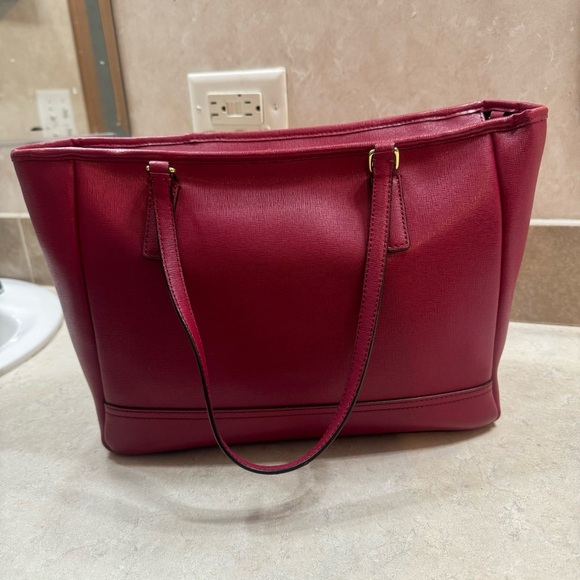NEW Burgundy Coach Saffiano Leather City Tote Bag - Picture 7 of 16